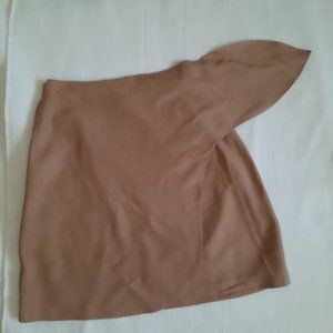 Women's  tan100% silk wrap around skirt with tie.